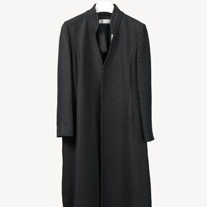 Victoria Beckham Black Crepe Tailored Mandarin-Collar Coat